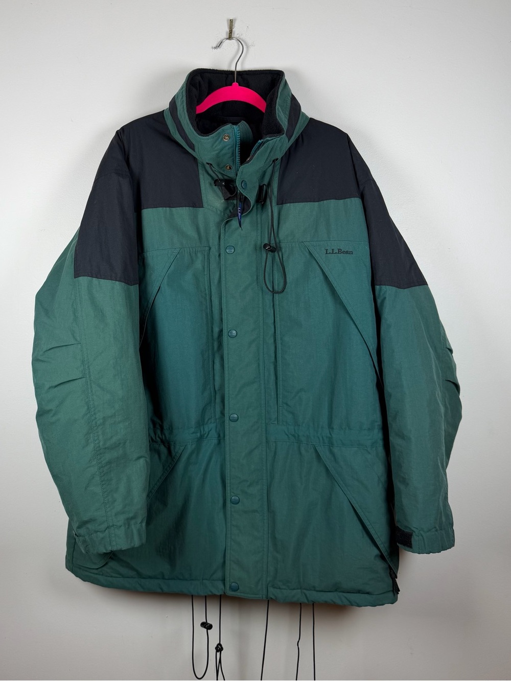 Vintage LL Bean Maine Warden Parka Jacket Green Mens XL Winter Ski Lined Hooded